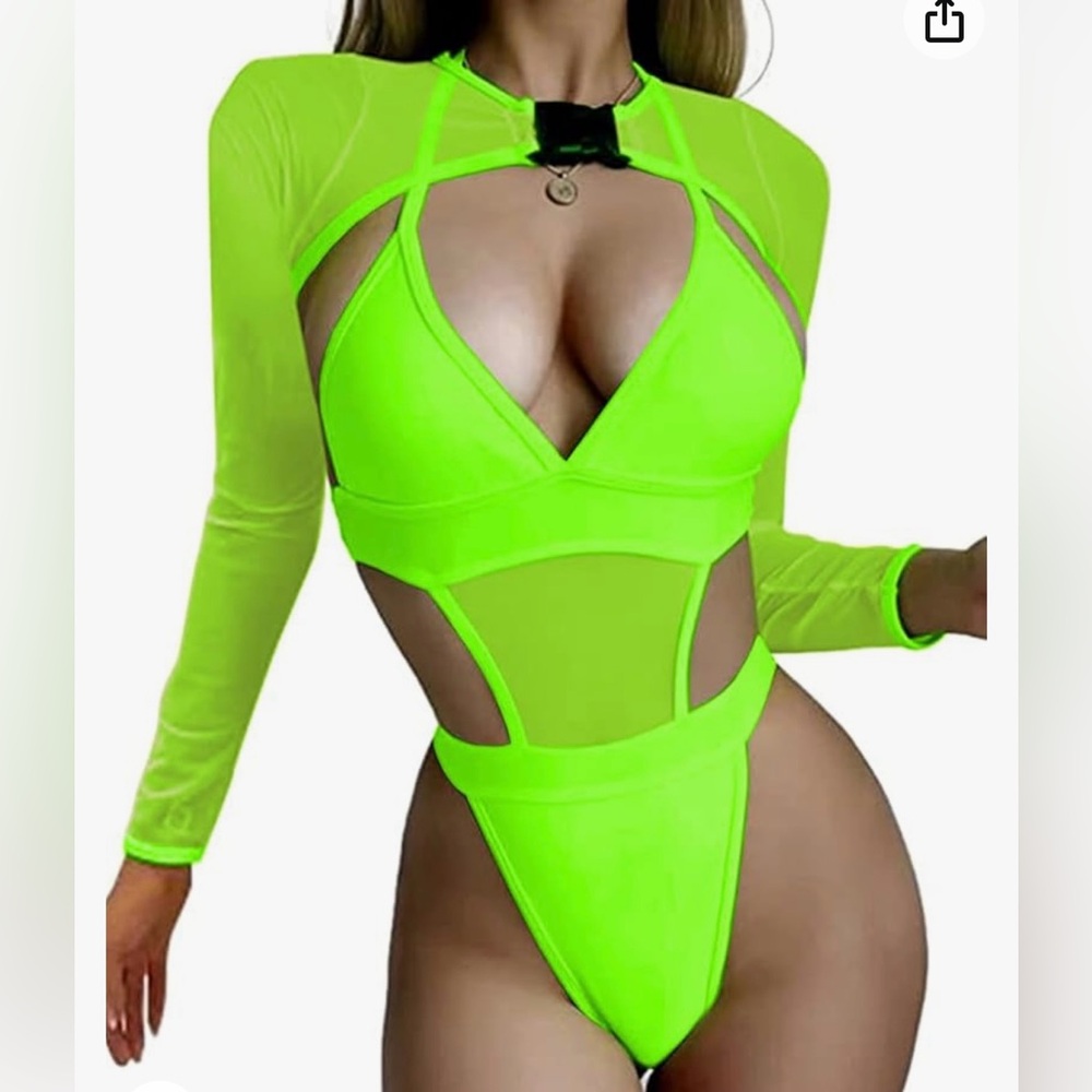 EDC Tomorrowland Ultra Rave Neon Green Bodysuit